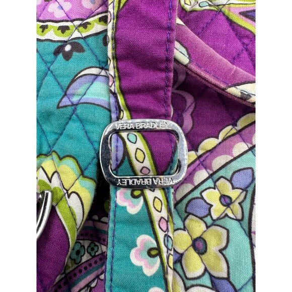 Vera Bradley Purple Paisley Convertible Backpack Purse With Adjustable Straps Zi - Picture 9 of 9
